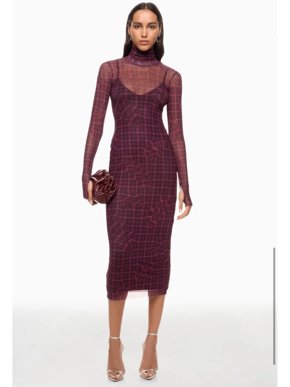 AFRM Shailene Mesh Turtleneck Dress, Size: M